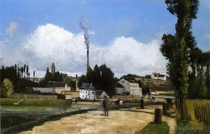 卡米耶·毕沙罗 的油画作品 -  《风景与工厂,1867》