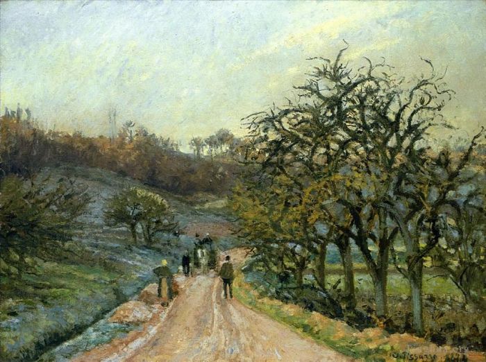卡米耶·毕沙罗 的油画作品 -  《osny,pontoise,附近的苹果树巷,1874,年》