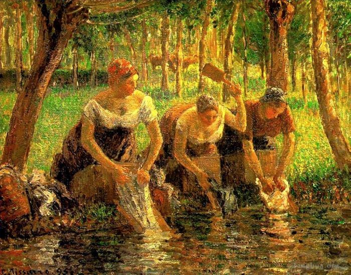 卡米耶·毕沙罗 的油画作品 -  《1895,年的洗衣女工时代》