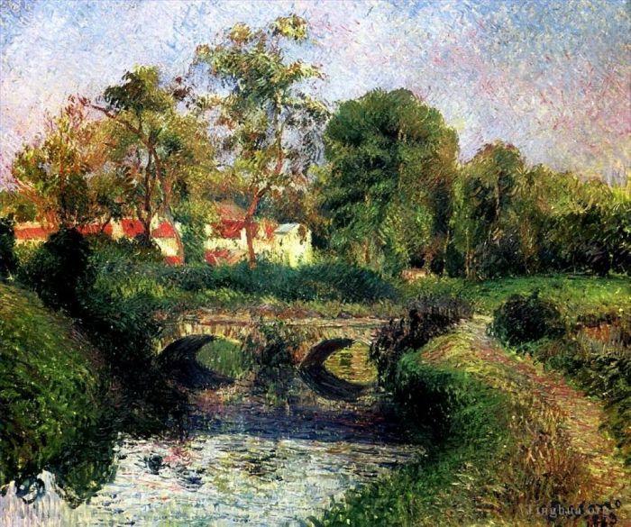 卡米耶·毕沙罗 的油画作品 -  《voisne,osny,上的小桥,1883》