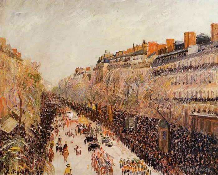 卡米耶·毕沙罗 的油画作品 -  《1897,年林荫大道上的狂欢节》