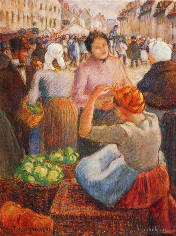 卡米耶·毕沙罗 的油画作品 -  《市场吉索尔,1891》
