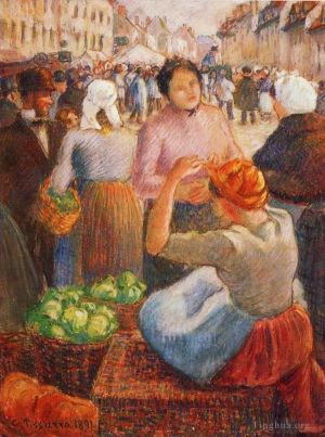 艺术家卡米耶·毕沙罗作品《市场吉索尔,1891》