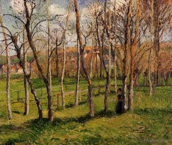 卡米耶·毕沙罗 的油画作品 -  《巴赞库尔的草地,1885》