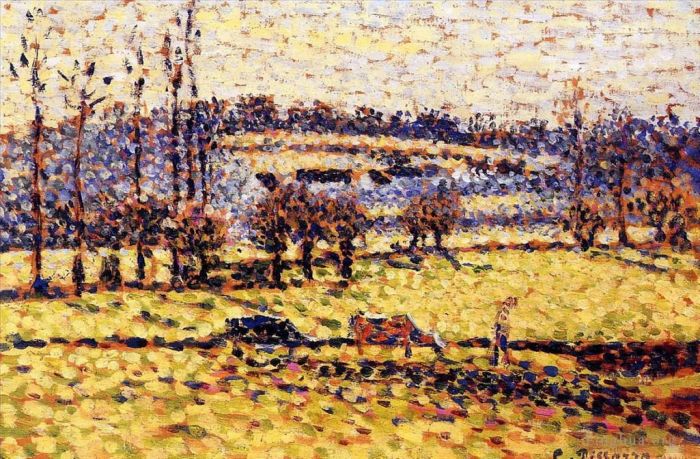 卡米耶·毕沙罗 的油画作品 -  《巴赞库尔的草地》