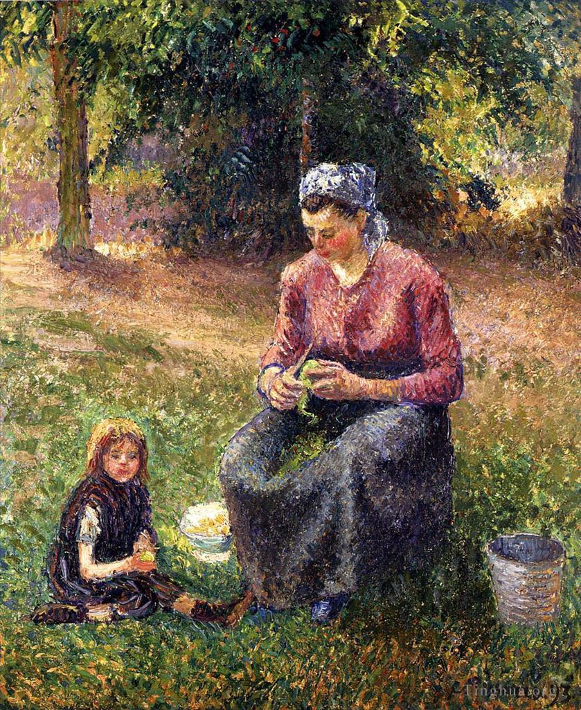 卡米耶·毕沙罗作品《农妇和儿童时代,1893》