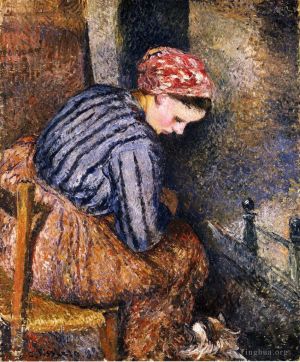 艺术家卡米耶·毕沙罗作品《取暖的农妇,1883》