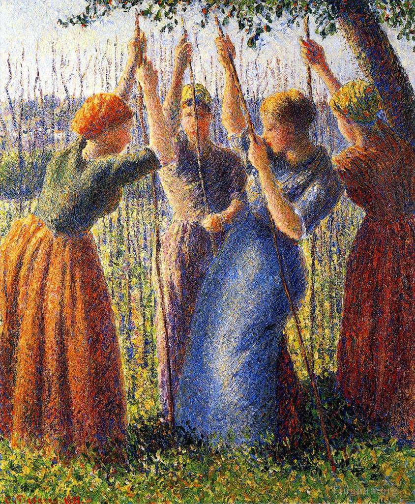 卡米耶·毕沙罗作品《种植木桩的农妇,1891》
