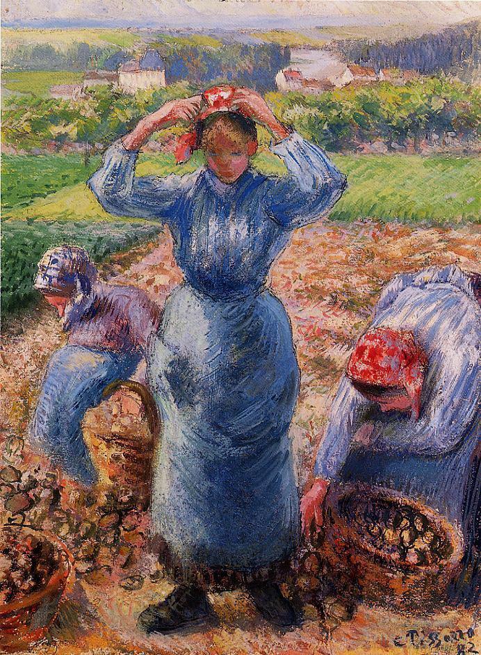 卡米耶·毕沙罗作品《农民收割土豆,1882》
