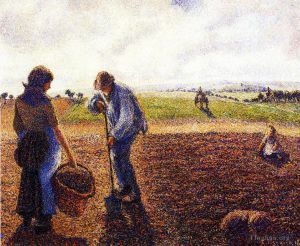 艺术家卡米耶·毕沙罗作品《1890年田野里的农民》