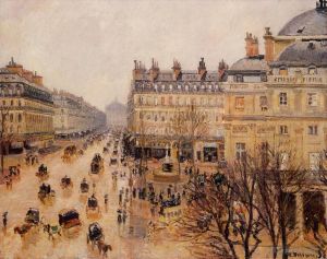 艺术家卡米耶·毕沙罗作品《法国剧院广场下雨效果》