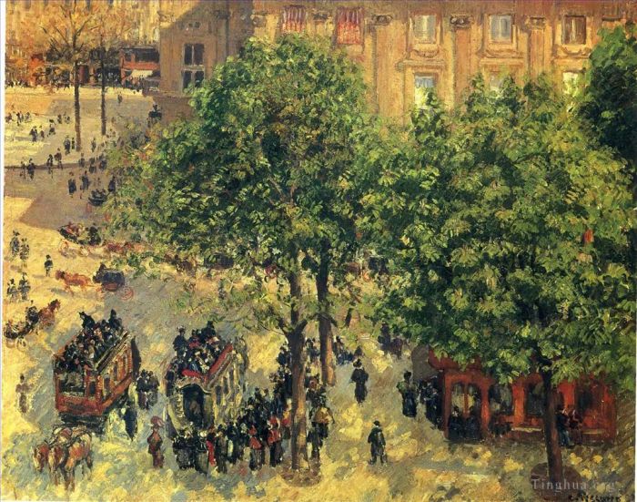 卡米耶·毕沙罗 的油画作品 -  《法国剧院广场,1898,年春季》