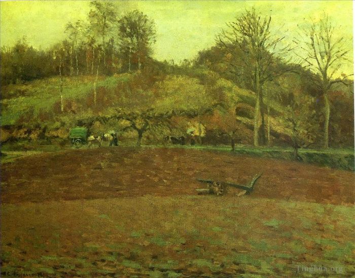 卡米耶·毕沙罗 的油画作品 -  《耕地,1874》