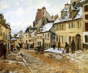 艺术家卡米耶·毕沙罗作品《1873,年冬天，蓬图瓦兹通往吉索尔的道路》