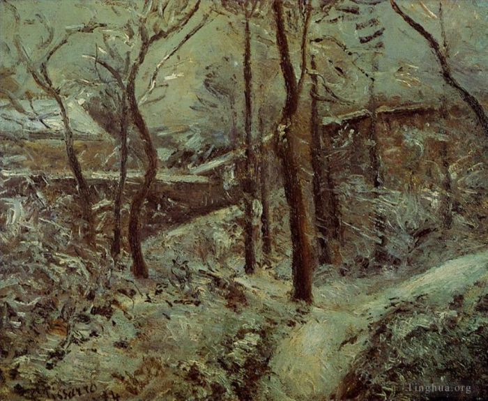 卡米耶·毕沙罗 的油画作品 -  《可怜的人行道蓬图瓦兹雪效果,1874》