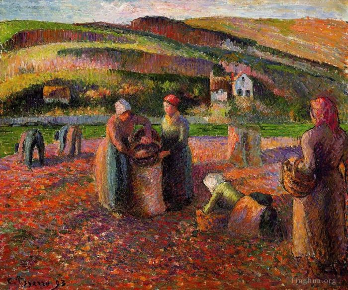 卡米耶·毕沙罗 的油画作品 -  《1893,年马铃薯收获》