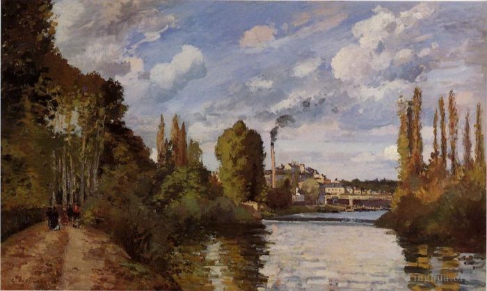卡米耶·毕沙罗 的油画作品 -  《蓬图瓦兹河岸,1872》