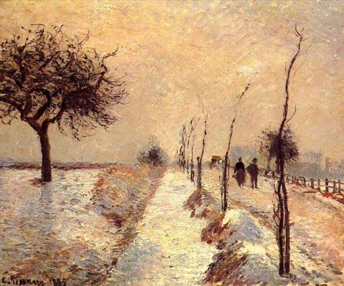 卡米耶·毕沙罗 的油画作品 -  《1885,年埃拉格尼冬天的道路》