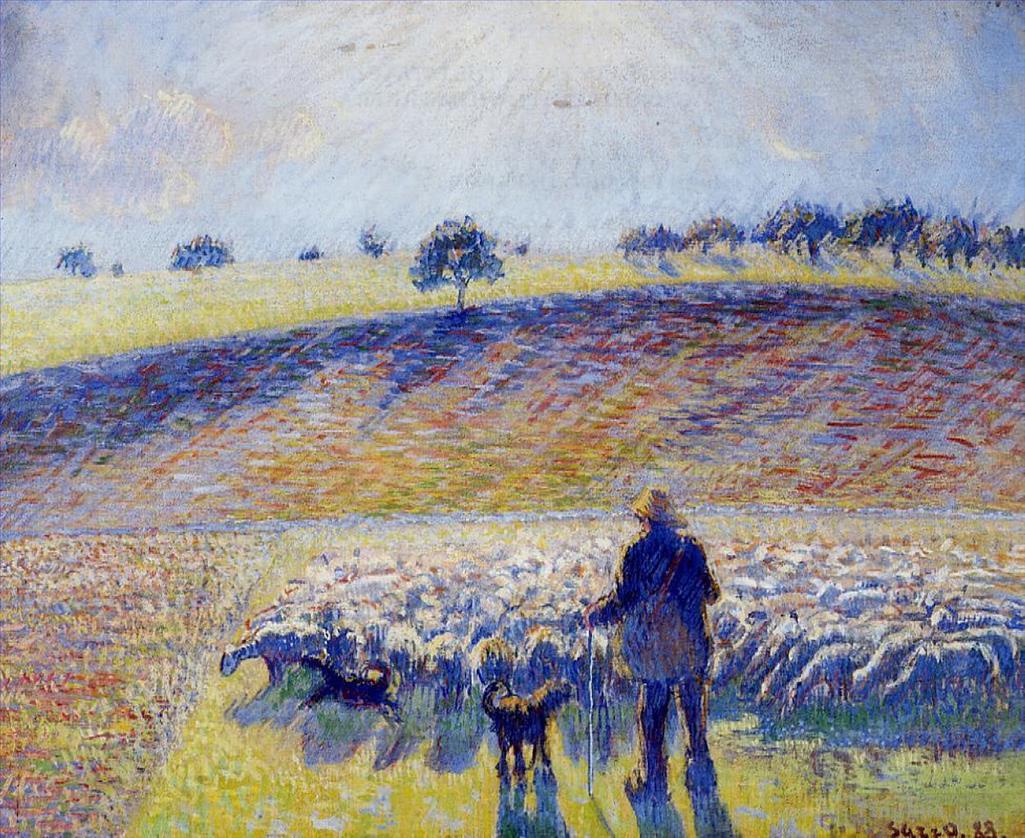 卡米耶·毕沙罗作品《牧羊人和羊,1888》