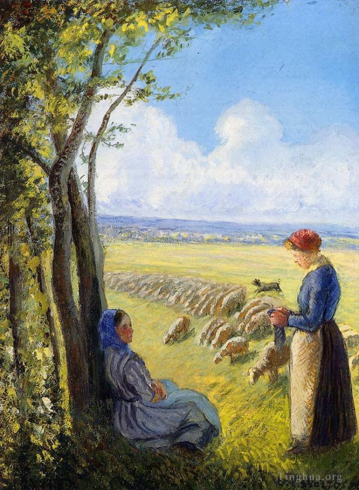 卡米耶·毕沙罗 的油画作品 -  《牧羊女》