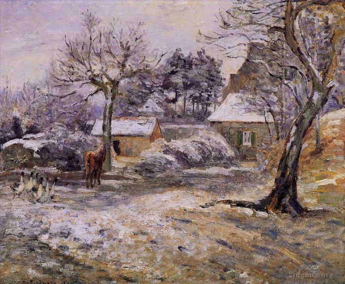 卡米耶·毕沙罗 的油画作品 -  《蒙福科的雪,1874》