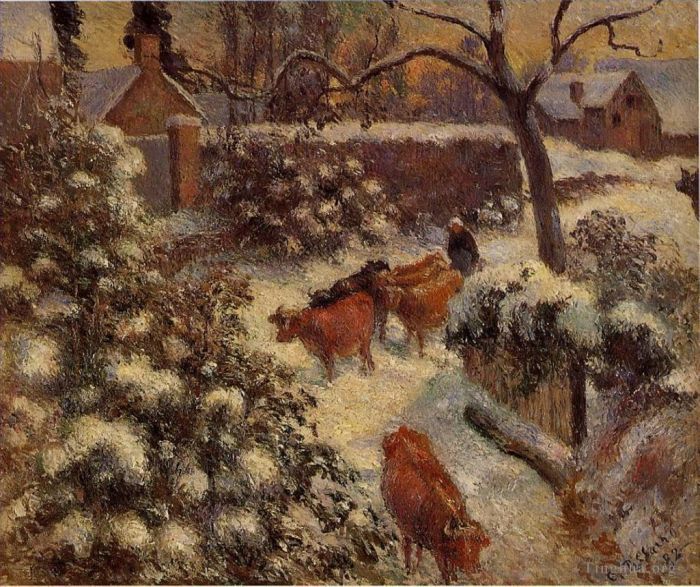 卡米耶·毕沙罗 的油画作品 -  《1882年蒙福柯的雪花效应》
