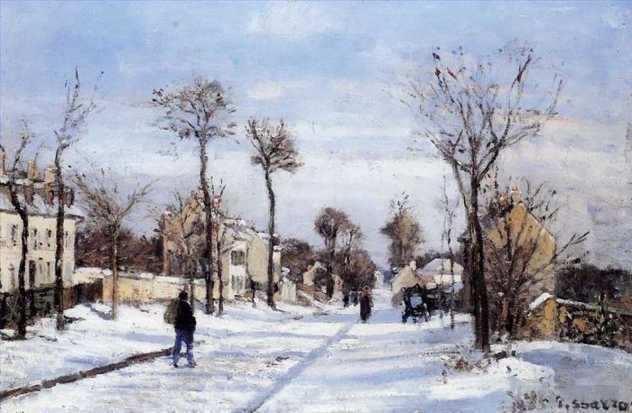 卡米耶·毕沙罗 的油画作品 -  《卢维西安雪中的街道》