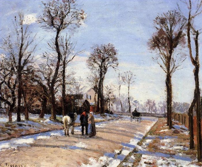 卡米耶·毕沙罗 的油画作品 -  《街道冬季阳光和雪》