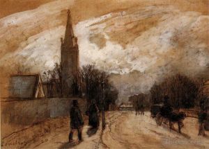 艺术家卡米耶·毕沙罗作品《上诺伍德诸圣堂研究,1871》