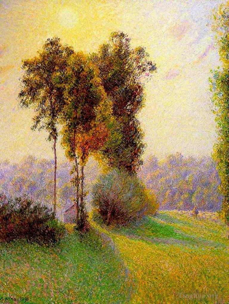卡米耶·毕沙罗作品《查理兹·埃拉格尼,(Charlez,Eragny),的日落,1891》