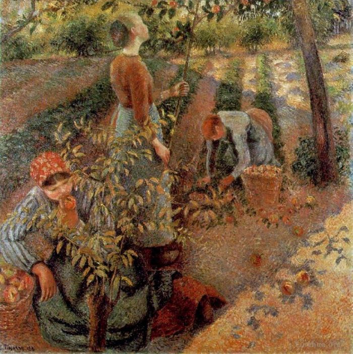 卡米耶·毕沙罗 的油画作品 -  《苹果采摘者,1886》