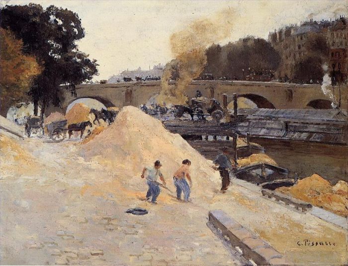 卡米耶·毕沙罗 的油画作品 -  《巴黎安茹桥玛丽码头塞纳河畔》