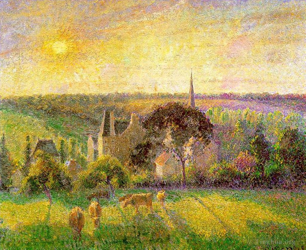 卡米耶·毕沙罗作品《埃拉尼教堂和农场,1895》