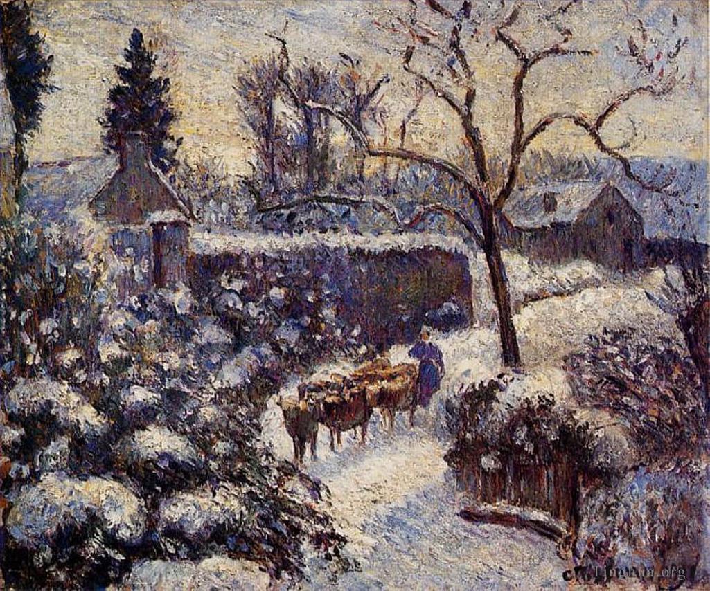 卡米耶·毕沙罗作品《1891年蒙福科雪的影响》