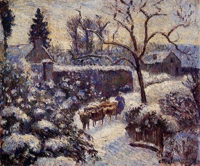 卡米耶·毕沙罗 的油画作品 -  《1891年蒙福科雪的影响》