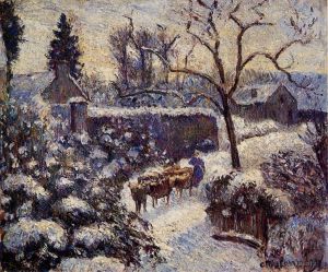 艺术家卡米耶·毕沙罗作品《1891年蒙福科雪的影响》