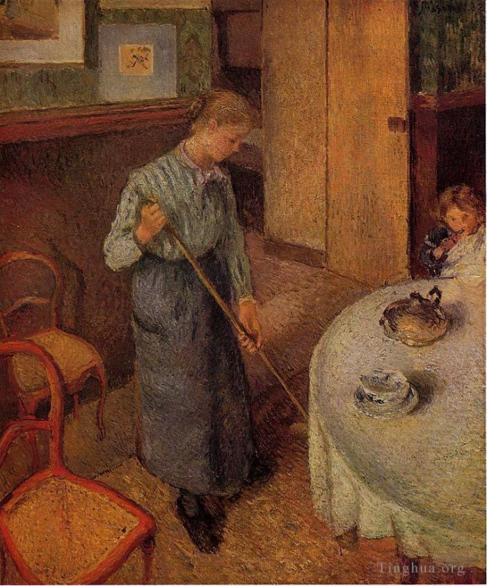 卡米耶·毕沙罗 的油画作品 -  《小乡村女仆,1882》