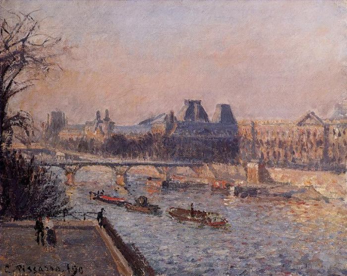 卡米耶·毕沙罗 的油画作品 -  《1902年的卢浮宫下午》