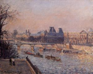 艺术家卡米耶·毕沙罗作品《1902年的卢浮宫下午》