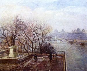 艺术家卡米耶·毕沙罗作品《卢浮宫晨雾,1901》