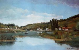 艺术家卡米耶·毕沙罗作品《切纳维耶尔的马恩河,1864》
