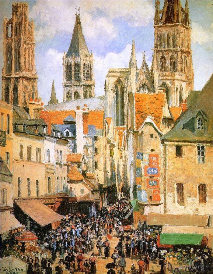卡米耶·毕沙罗 的油画作品 -  《鲁昂老市场》