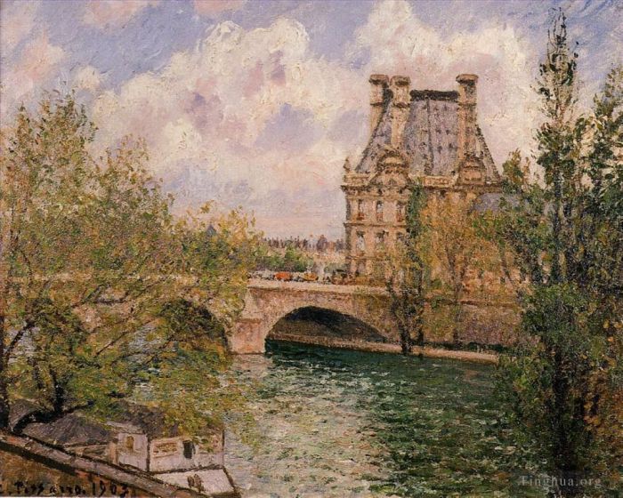 卡米耶·毕沙罗 的油画作品 -  《花亭和皇家桥,1902》