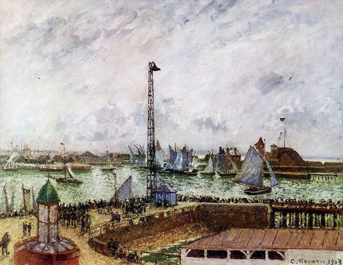 卡米耶·毕沙罗 的油画作品 -  《勒阿弗尔飞行员码头,1903》