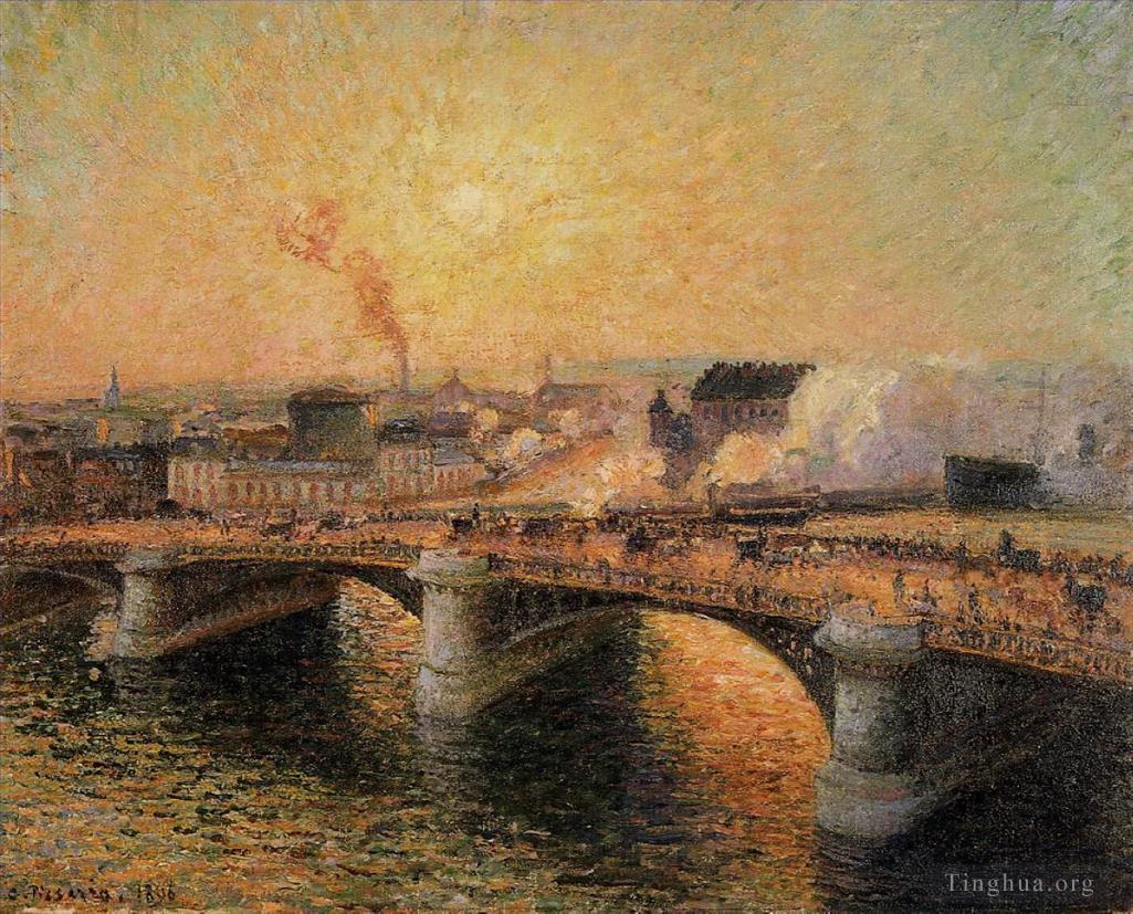 卡米耶·毕沙罗作品《鲁昂布伊尔迪厄桥日落,1896》