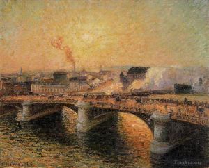 艺术家卡米耶·毕沙罗作品《鲁昂布伊尔迪厄桥日落,1896》