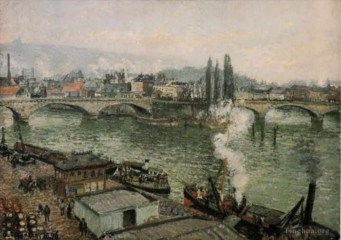 卡米耶·毕沙罗 的油画作品 -  《蓬科尔内耶鲁昂灰色天气,1896》