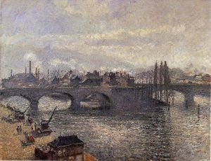 艺术家卡米耶·毕沙罗作品《鲁昂高乃依桥早晨效果,1896》