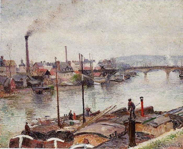 卡米耶·毕沙罗 的油画作品 -  《鲁昂港,2,1883》