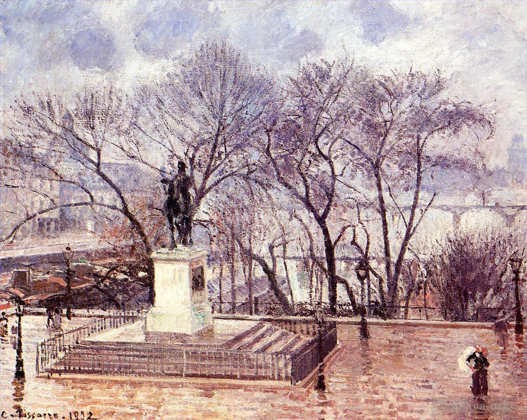 卡米耶·毕沙罗作品《新桥广场的高台露台亨利四世下午雨1902年》
